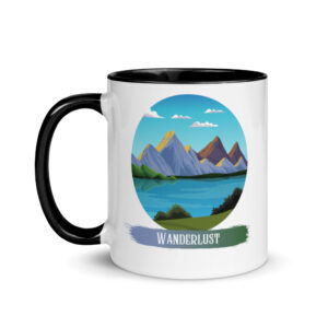 Wanderlust mountain mug with Color Inside
