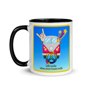 Hippie life rocks Blue Mug with Color Inside