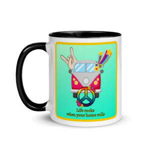 Hippie life rocks Turquoise Mug with Color Inside