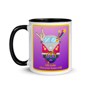 Hippie life rocks Purple Mug with Color Inside
